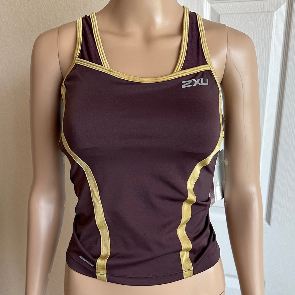 NWT 2XU wine and gold Performance Tank Size Small. - Picture 1 of 14